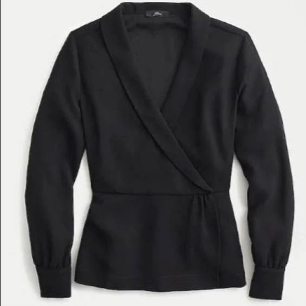 J. Crew Drapey Faux Wrap Top 365 Crepe Black